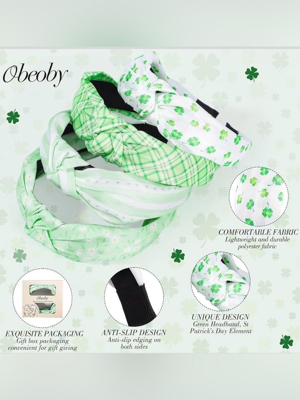 Obeoby Green Headband 4 Piece Set - Picture 6 of 6